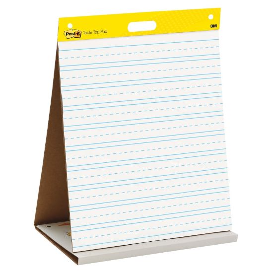 Picture of Post-it Super Sticky Tabletop Easel Pad, Primary Ruled, 20in x 23in, White, Pad Of 20 Sheets