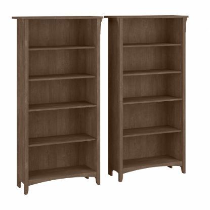 Picture of Bush Business Furniture Salinas 63inH 5-Shelf Bookcases, Ash Brown, Set Of 2 Bookcases, Standard Delivery