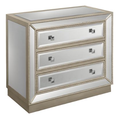 Picture of Coast to Coast Mirrored 3-Drawer Chest, 30inH x 32inW x 16inD, Champagne/Mirror