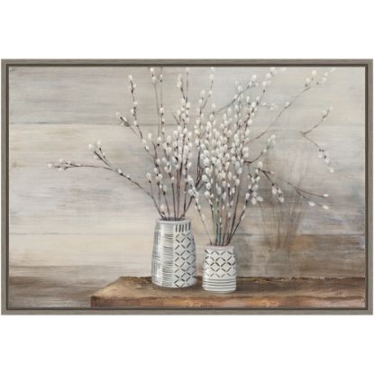 Picture of Amanti Art Pussy Willow Still Life With Designs by Julia Purinton Framed Canvas Wall Art Print, 23in x 16in, Graywash