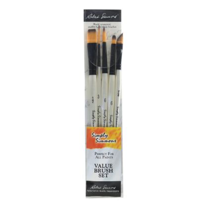 Picture of Robert Simmons Simply Simmons Value Paint Brush Set, Assorted Sizes, Assorted Bristles, Synthetic, White, Set Of 5