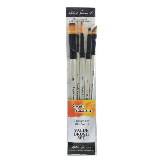 Picture of Robert Simmons Simply Simmons Value Paint Brush Set, Assorted Sizes, Assorted Bristles, Synthetic, White, Set Of 5