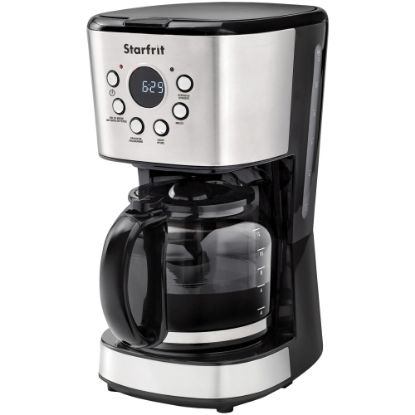 Picture of Starfrit 12-Cup Programmable 900W Drip Coffee Maker Machine, Silver/Black