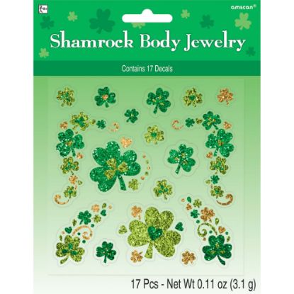 Picture of Amscan 390628 St. Patricks Day Shamrock Body Jewelry, Green, Pack Of 3 Pieces