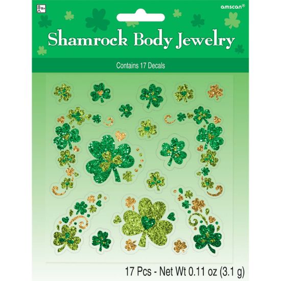 Picture of Amscan 390628 St. Patricks Day Shamrock Body Jewelry, Green, Pack Of 3 Pieces