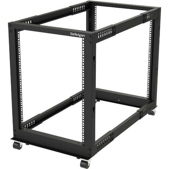 Picture of StarTech.com 15U Open Frame Rack - 4 Post - 22-40 in. Adjustable Depth - 1200 lbs Weight Capacity - Includes Casters (4POSTRACK15U)