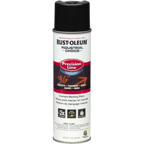 Picture of Rust-Oleum Industrial Choice M1800 System Water-Based Precision Line Inverted Marking Paint, 17 Oz, Black, Pack Of 12 Cans