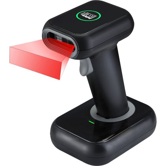 Picture of Adesso NuScan 2700R 2D Wireless Barcode Scanner with Charging Cradle - Wireless Connectivity - 120 scan/s - 1D, 2D - CMOS - , Radio Frequency - USB - Black - IP54 - Warehouse, Library, Healthcare, Retail, Logistics