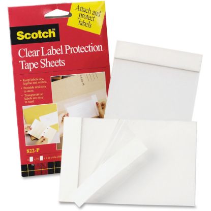 Picture of 3M Label Protection Tape Sheets, 4in X 6in - 4in Width x 6in Length - Polypropylene Backing - 2 / Pack - Clear