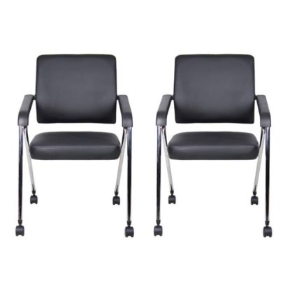 Picture of Boss Office Products Nesting Chairs, Black/Chrome, Set of 2