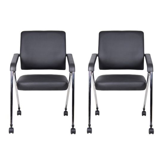 Picture of Boss Office Products Nesting Chairs, Black/Chrome, Set of 2