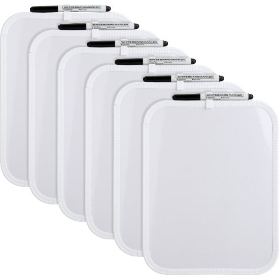 Picture of Lorell Personal Dry-Erase Whiteboards, 11in x 8 1/2in, Plastic Frame With White Finish, Pack Of 6