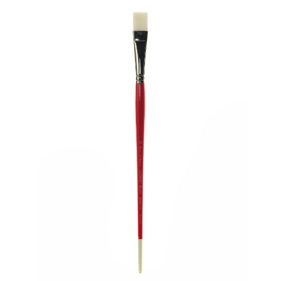 Picture of Winsor & Newton University Series Long-Handle Paint Brush 237, Size 10, Bright Bristle, Red