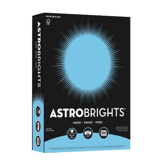 Picture of Astrobrights Color Multi-Use Printer & Copy Paper, 1 Ream, Lunar Blue, Letter (8.5in x 11in), 500 Sheets Per Ream, 24 Lb, 94 Brightness