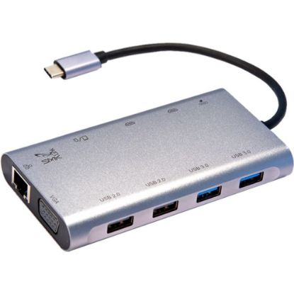 Picture of SMK-Link VP6950 USB-C 100W Mini Docking Station with Multi-Stream Triple Video - for Notebook - 100 W - USB 3.1 Type C - 2 x USB 2.0 - 2 x USB 3.0 - USB Type-C - Network (RJ-45) - HDMI - VGA - Wired