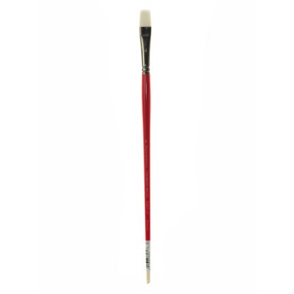 Picture of Winsor & Newton University Series Long-Handle Paint Brush 237, Size 8, Bright Bristle, Red