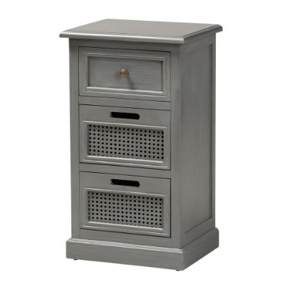 Picture of Baxton Studio Sheldon 3-Drawer Wood End Table, 27-9/16in x 15-11/16in x 12-9/16in, Gray