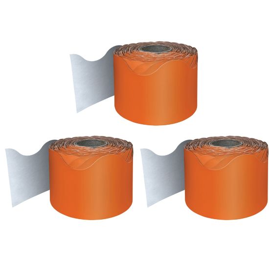 Picture of Carson Dellosa Education Rolled Scalloped Borders, Orange, 65ft Per Roll, Pack Of 3 Rolls