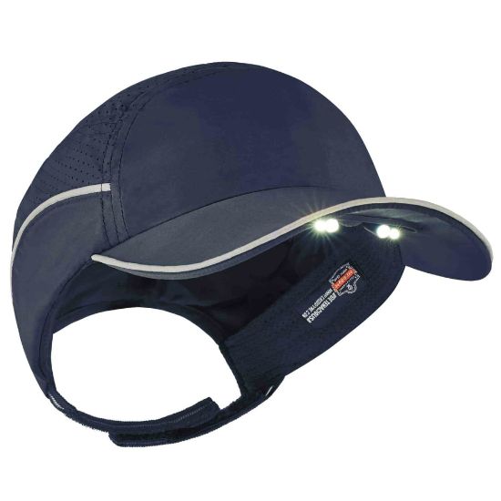 Picture of Ergodyne Skullerz 8965 Lightweight Bump Cap Hat With LED Lighting, Long Brim, Navy