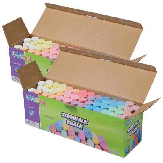 Picture of Creativity Street Sidewalk Chalk, 4in, Assorted Colors, 52 Pieces Per Box, Pack Of 2 Boxes