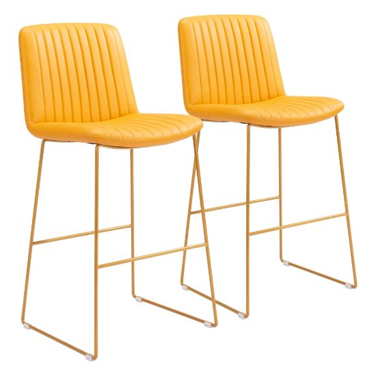 Picture of Zuo Modern Mode Bar Stools, Yellow, Set Of 2 Stools