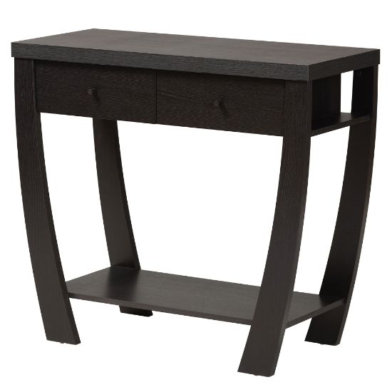 Picture of Baxton Studio Capote 2-Drawer Console Table, 31-3/4inH x 35-7/16inW x 15-3/8inD, Dark Brown