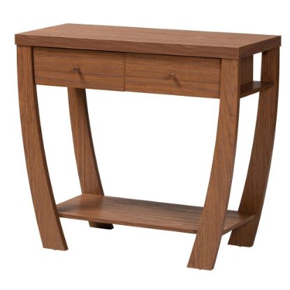 Picture of Baxton Studio Capote 2-Drawer Console Table, 31-3/4inH x 35-7/16inW x 15-3/8inD, Walnut Brown