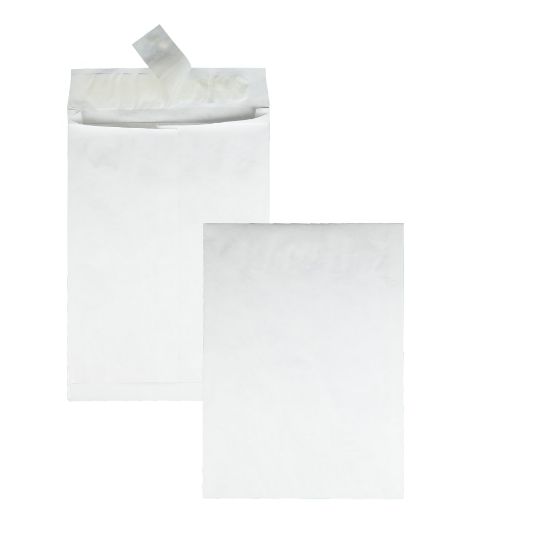 Picture of Quality Park Tyvek Expansion 10in x 13in x 1 1/2in Envelopes, 18 Lb, Self-Adhesive Closure, White, Carton Of 100