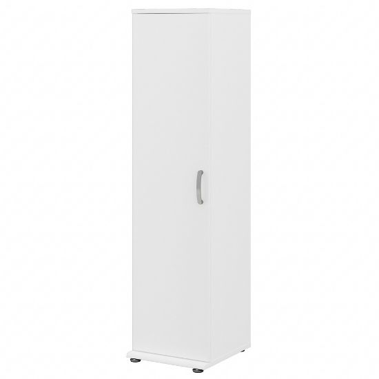 Picture of Bush Business Furniture Universal Tall Narrow Storage Cabinet With Door And Shelves, White, Standard Delivery