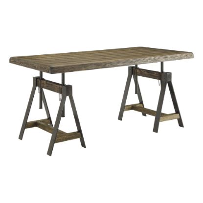 Picture of Coast to Coast Adjustable Dining Table/63inW Writing Desk, Camden Distressed Brown