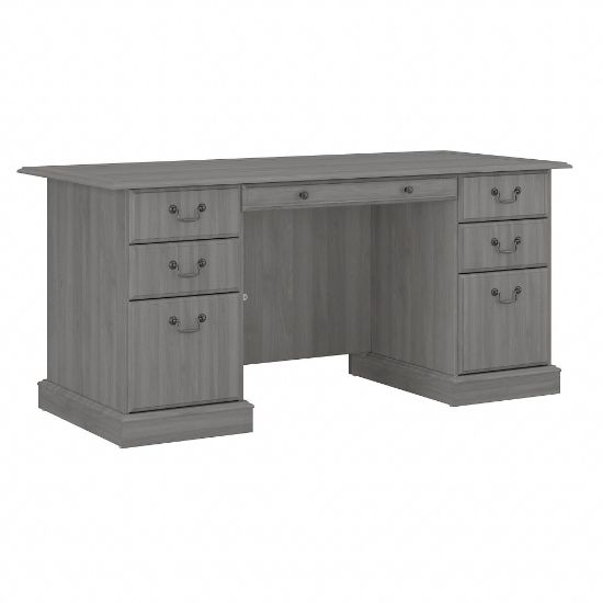 Picture of Bush Furniture Saratoga Executive 66inW Computer Desk With Drawers, Modern Gray, Standard Delivery