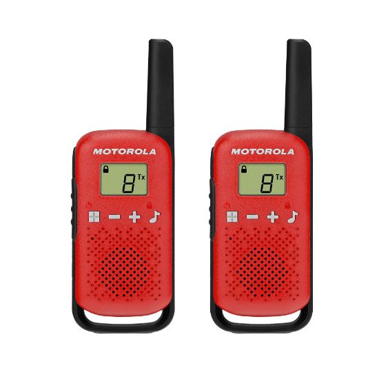 Picture of Motorola TalkAbout T110 Two-Way Radios, 5.35inH x 1.91inW x 1.05inD, Red/Black, Pack Of 2 Radios