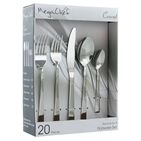 Picture of MegaChef Cravat 20-Piece Stainless-Steel Flatware Set, Silver