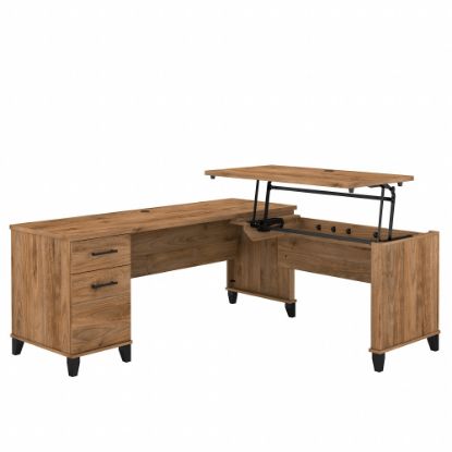 Picture of Bush Furniture Somerset 72inW 3-Position Sit-to-Stand L-Shaped Desk, Fresh Walnut, Standard Delivery