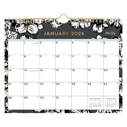 Picture of 2024 Blue Sky Monthly Wall Calendar, 11in x 8-3/4in, Baccara Dark, January To December 2024, 116052