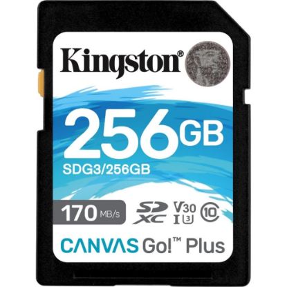 Picture of Kingston Canvas Go! Plus SDG3 256 GB Class 10/UHS-I (U3) SDXC - 1 Pack - 170 MB/s Read - 90 MB/s Write