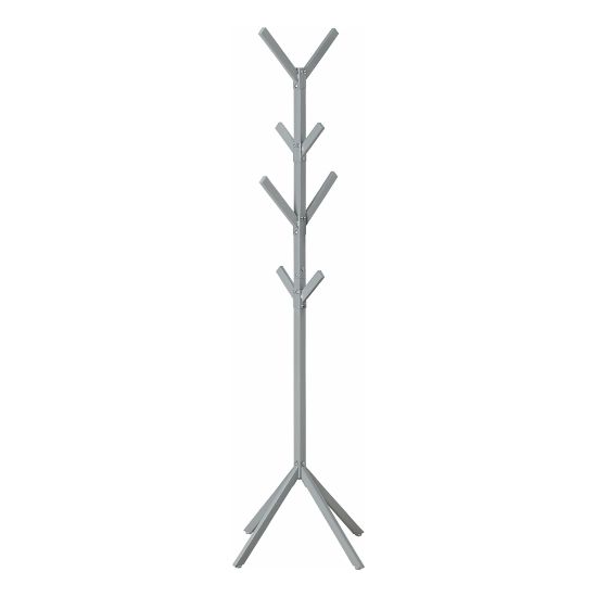 Picture of Monarch Specialties Frida Coat Rack, 70-1/4inH x 17-1/2inW x 17-1/2inD, Silver