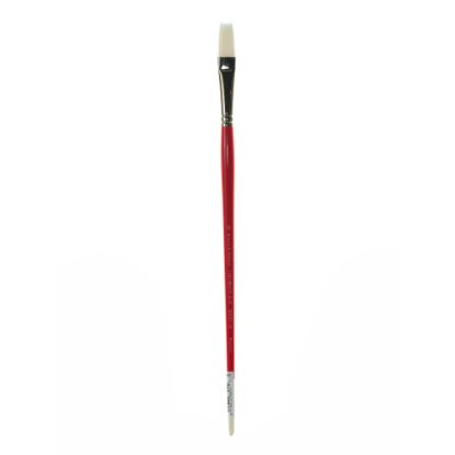 Picture of Winsor & Newton University Series Long-Handle Paint Brush 236, Size 8, Flat Bristle, Red