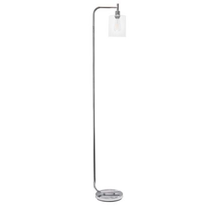 Picture of Simple Designs Modern Iron Floor Lamp, 67inH, Chrome Base/Clear Shade