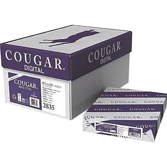 Picture of Cougar Digital Multipurpose Paper, 8-1/2in x 11in, 60 Lb, 98 Brightness, White, 500 Sheets Per Ream, Carton Of 10 Reams