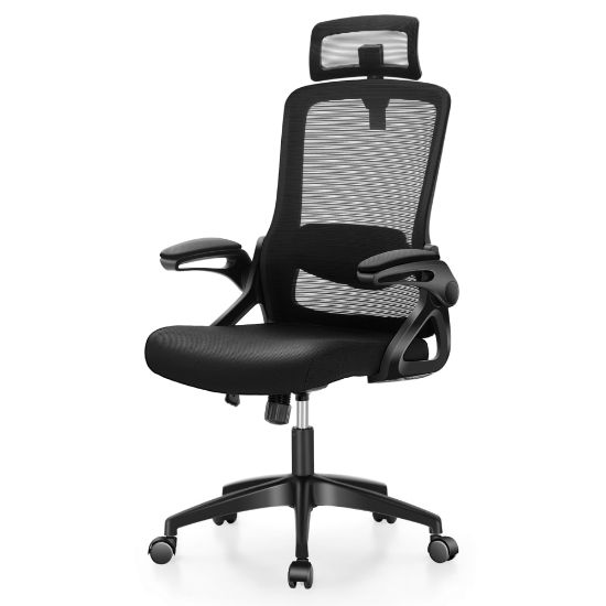 Picture of ALPHA HOME Ergonomic Mesh Mid-Back Office Task Chair With Adjustable Headrest, Black