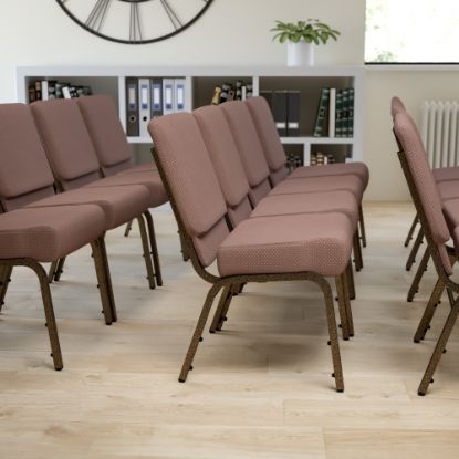 Picture of Flash Furniture HERCULES Series 21inW Stackable Church Chair, Brown/Goldvein