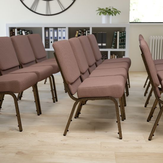 Picture of Flash Furniture HERCULES Series 21inW Stackable Church Chair, Brown/Goldvein