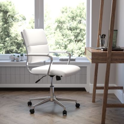 Picture of Flash Furniture LeatherSoft Faux Leather Mid-Back Contemporary Executive Office Chair, White