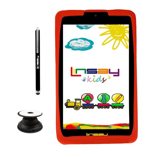 Picture of Linsay F7 Tablet, 7in Screen, 2GB Memory, 64GB Storage, Android 13, Kids Red