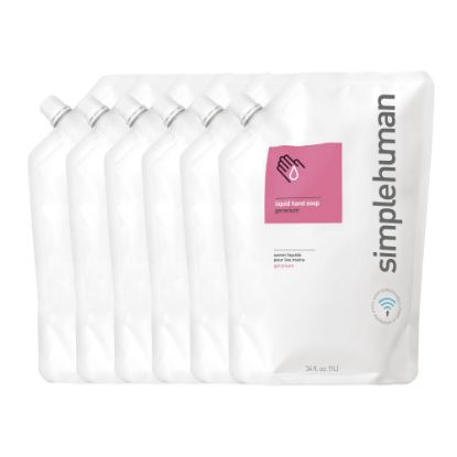 Picture of simplehuman Moisturizing Liquid Hand Soap, Geranium Scent, 34 Oz, Carton Of 6 Pouches