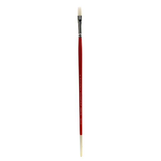 Picture of Winsor & Newton University Series Long-Handle Paint Brush 236, Size 4, Flat Bristle, Red