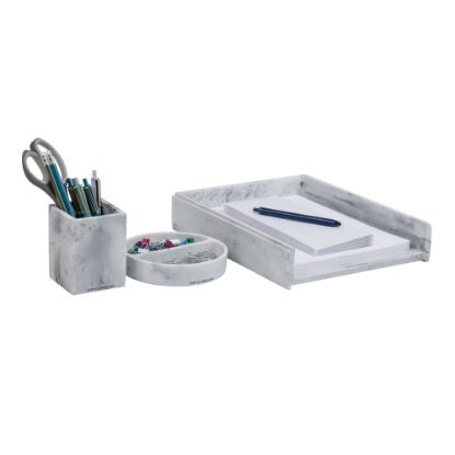 Picture of Mind Reader Marbella Collection 3-Piece Office Set, White