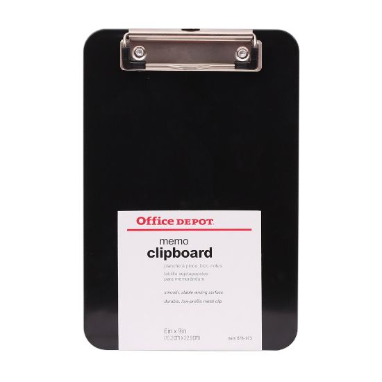 Picture of Office Depot Brand Plastic Memo Clipboard, 6in x 9in, Black