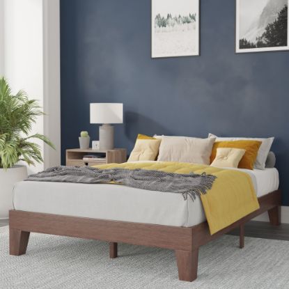 Picture of Flash Furniture Evelyn Wood Platform Bed With Wooden Support Slats, Full, 75inL x 54inW x 75inD, Walnut